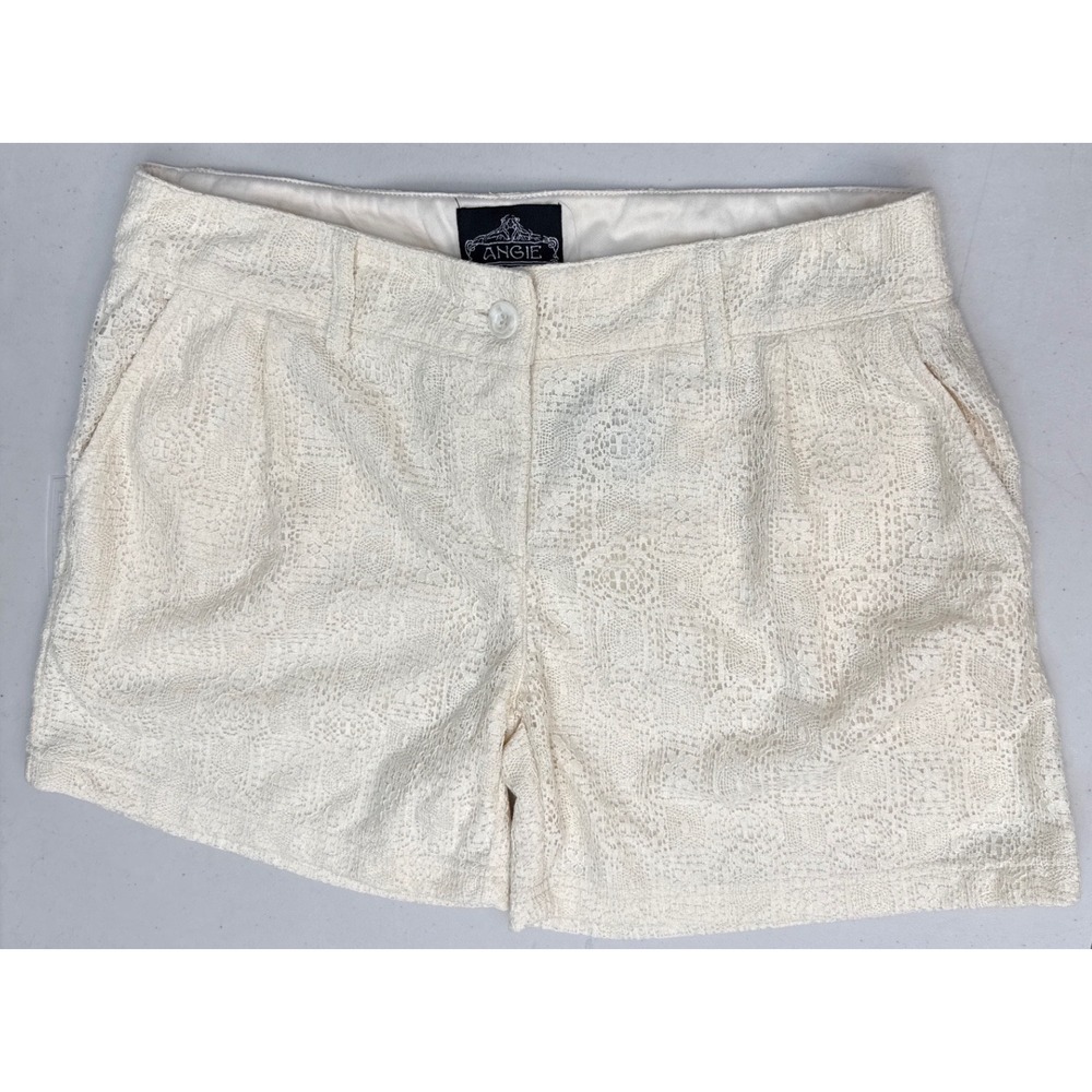 NWT Angie Ivory Eyelet Lace Shorts Boho Festival Cutout Shorts Size Large